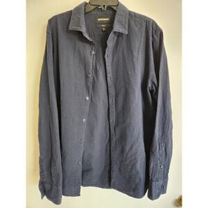 BONOBOS Mens Navy Shirt Size M Standard Fit Seersucker Button Up Seersucker